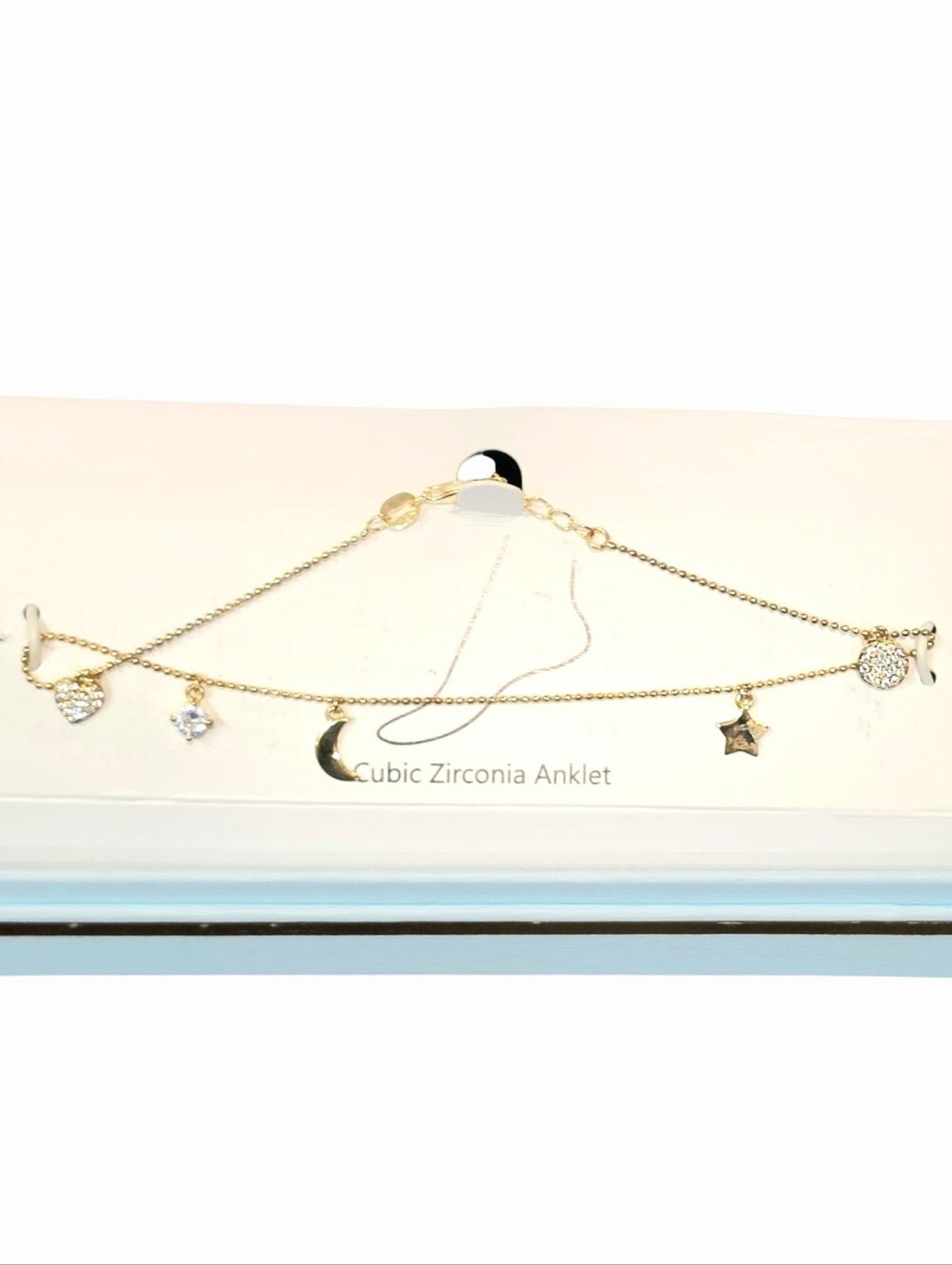 Rachel Zoe Gold Heart, Moon & Star Cubic Zirconia Anklet